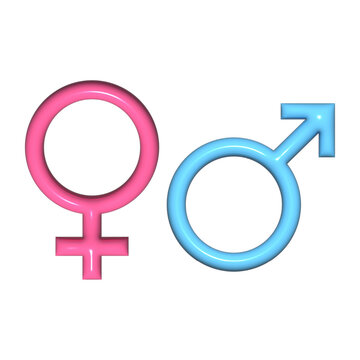 3D gender icons. Man and woman icon to indicate gender