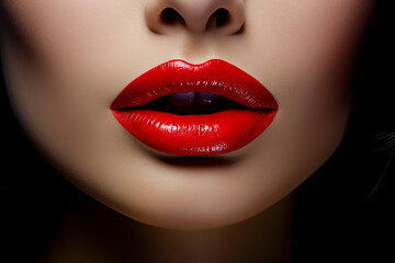 Closeup of woman's red lips.