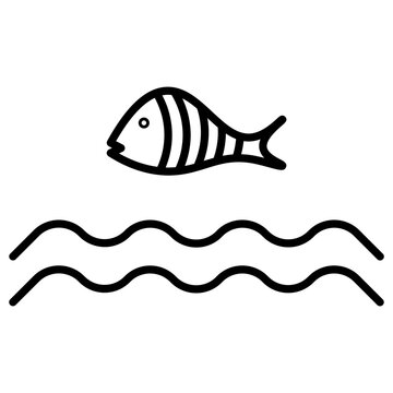 fish line icon, fish, sea, ocean, animal, underwater, background, nature, water, vector, illustration, marine, isolated, fishing, food, design, icon, life, collection, seafood, aquarium, cartoon