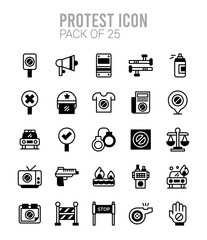 25 Protest Lineal Fill icons Pack vector illustration.