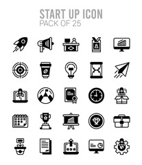 25 Start up Lineal Fill icons Pack vector illustration.