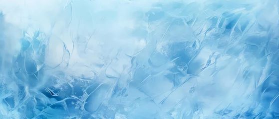 Fotobehang Blue abstract ice texture. Winter frozen background. Crystal frosty particles. Generative ai © Inai