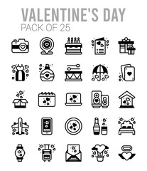 25 Valentine's Day Lineal Fill icons Pack vector illustration.