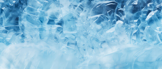 Fototapeta premium Blue abstract ice texture. Winter frozen background. Crystal frosty particles. Generative ai