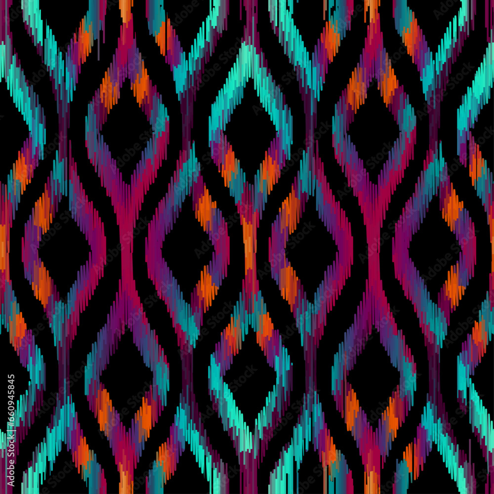 Poster geometric abstract grunge vintage pattern. aztec ikat style. seamless vector image.