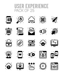 25 User Experience Lineal Fill icons Pack vector illustration.