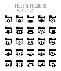 25 Files and Folders Lineal Fill icons Pack vector illustration.