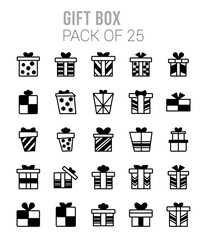 25 Gift Box Lineal Fill icons Pack vector illustration.