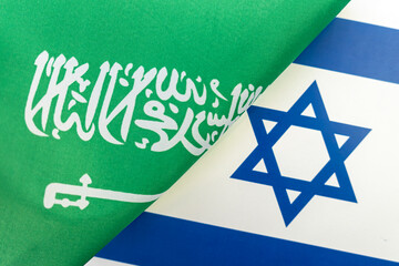 Background of the flags of the israel, saudi arabia. concept of interaction or counteraction...