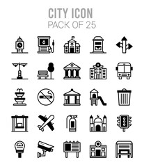 25 City Lineal Fill icons Pack vector illustration.