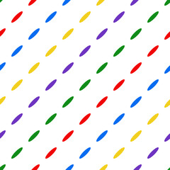 Abstract seamless pattern with multicolored dotted diagonal lines of colored ovals. Can be used for wallpaper, pattern fills, textile, web page background, surface textures