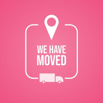 We are moving from one address to another address. Isolated on pink background. 