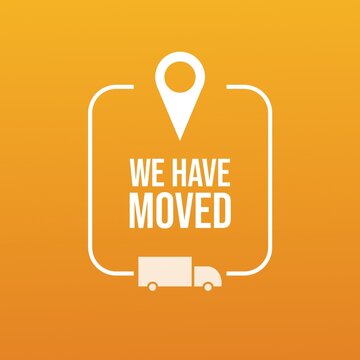 We are moving from one address to another address. Isolated on orange background. 