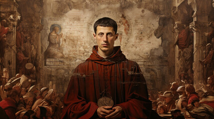 Portrait of St. Felix of Spoleto. Catholic saints series. - obrazy, fototapety, plakaty