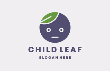 Child leaf logo template vector illustration design