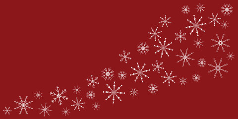 Red background Snowflakes wave Holiday design Template Celebration typography poster banner greeting card Happy new year Christmas Vector Illustration blank writing text Invitation Winter Joy Copy 