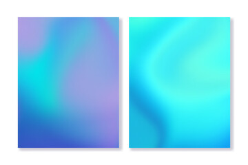 Set of 2  wavy gradient backgrounds in blue, purple and green colors. For covers, wallpapers, branding, social media and other projects. For web and print.