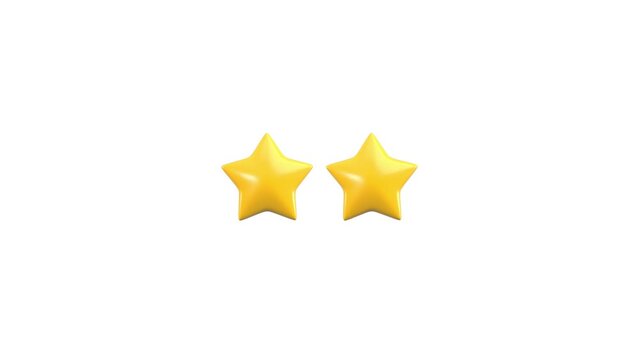 Set of five yellow stars isolated. Customer rating feedback or award  concept. 3d rendering.