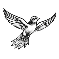 a drawing of a bird in black and white. Tattoo idea for wildlife, forrest and  freedom theme.