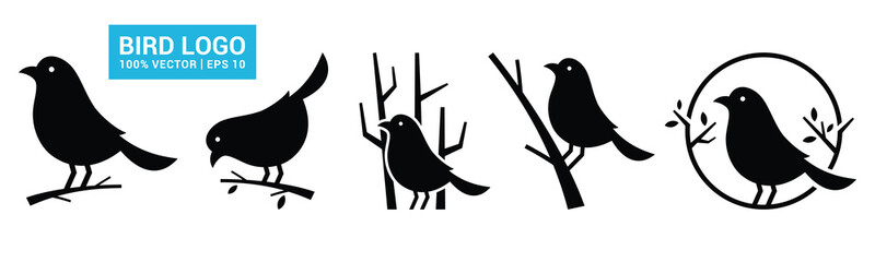 Vector graphic collection of bird silhouettes, easy to edit and resize, EPS 10