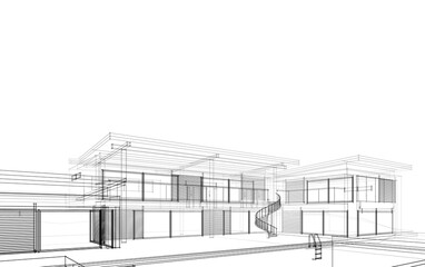 House building sketch architectural 3d illustration