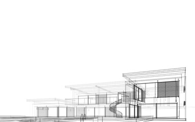 House building sketch architectural 3d illustration
