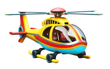 3D Cartoon Cute Bright Helicopter on transparent background