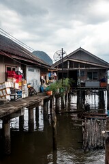 Fototapeta na wymiar Original sea village homes of Koh Panyi, Phang Nga Bay, Phuket, Thailand.