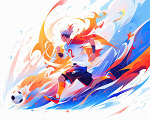 Flat abstract design of a soccer player, football , minimalism illustration, website, Ul design