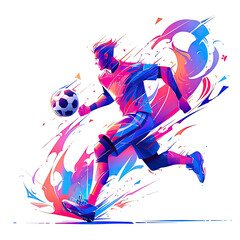 Obraz premium Flat abstract design of soccer player, powerful effect , minimalism illustration, website, Ul design