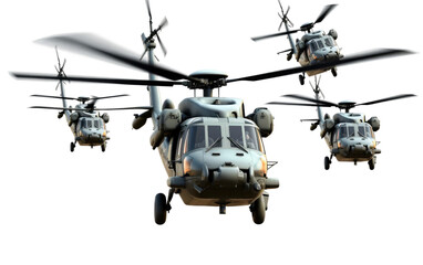 3D Cartoon of Military Helicopter Squad on transparent background