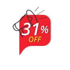 Obraz na płótnie Canvas Super discount banner, Vector illustration of red discount banner for stores, up to 31% off promotion.