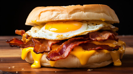 A bacon egg and cheese breakfast sandwich
