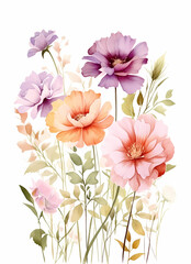 watercolor flowers for decorate and design