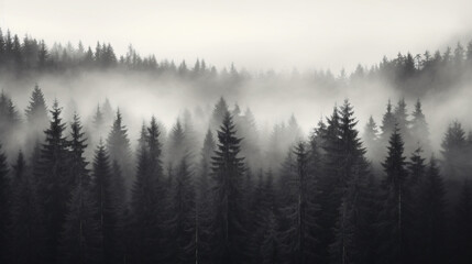 Fototapeta na wymiar A black and white photo of a forest