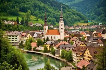 Fototapeta na wymiar Austria: a town named Schrems in the state of Lower Austria. Generative AI
