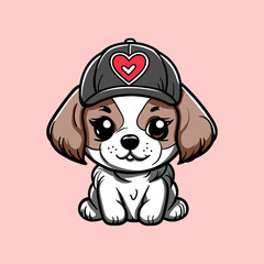 Cute little dog sitting vector illustration 2