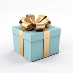 Obraz premium blue gift box with gold ribbon