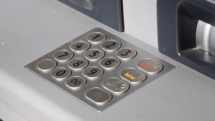 ATM machine, keyboard close up