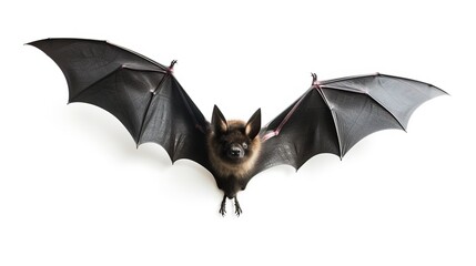 Black bat on white background without shadows