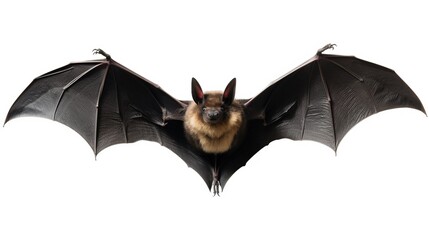 Black bat on white background without shadows