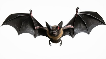 Black bat on white background without shadows