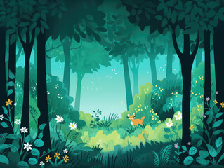 Forest Background Childrens Book Illustration