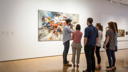 Group of people during an exhibition at the gallery