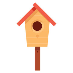 Wooden birdhouse isolated on white background.