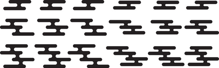 和風の雲のベクターイラストセット