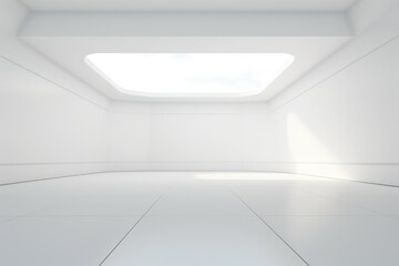 Spacious Empty White 3d Modern Room Background