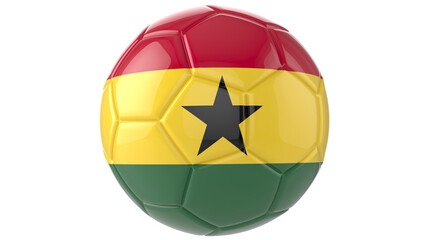  Ghana Flag football on transparent background