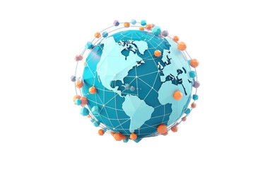 3D global Internet Communication on transparent background