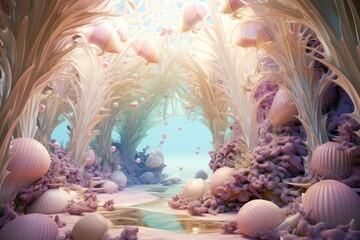 Obraz na płótnie Canvas Beautiful Pastel Mermaid Haven Backdrop